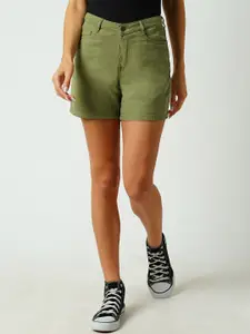 Kraus Jeans Women Slim Fit High-Rise Cotton Shorts