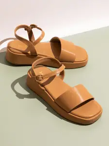 Inc 5 Open Toe Flatform Heels with Buckles