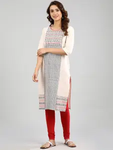 AURELIA Geometric Round Neck Thread Work Kurta