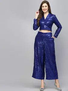 Get Glamr Embellished Top & Flared Palazzos Co-Ords