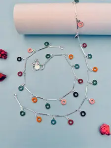 Sangria Silver-Plated Artificial Stones and Beads Anklet