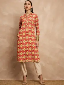 all about you Geometric Printed Sequinned Asymmetric Pathani Kurta