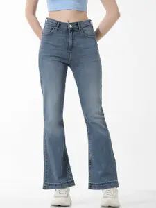 ONLY Women Flared Loose Fit High-Rise Light Fade Stretchable Jeans