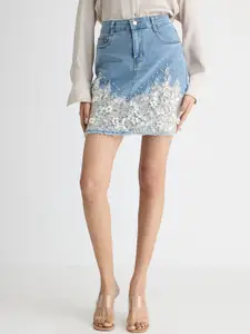 FREAKINS Embellished A-Line Mini Skirts