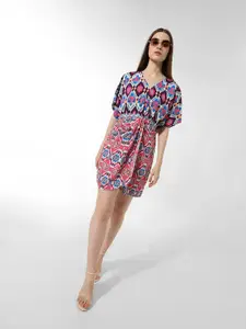 ONLY Abstract Printed Extended Sleeves Wrap Dress