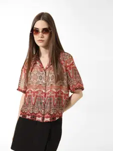 ONLY Ethnic Motifs Printed Spread Collar Casual Shirt