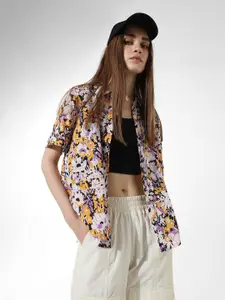 ONLY Floral Printed Spread Collar Short Sleeves Casual Shirt