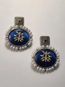 EL REGALO Pearls Contemporary Oxidised Studs Earrings