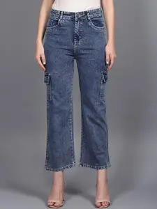 BAESD Girls Comfort Straight Fit High-Rise Clean Look Cotton Cargo Jeans