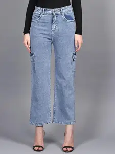 BAESD Girls Comfort Straight Fit High-Rise Clean Look Cotton Cargo Jeans