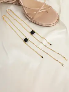 BeAbhika Set Of 2 Gold-Plated Heel Wrap Anklets