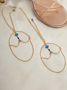 BeAbhika Set Of 2 Gold-Plated Heel Wrap Anklets