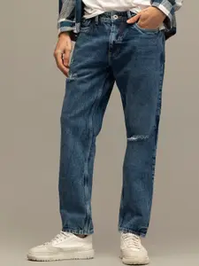 Snitch Men Smart Relaxed Fit Mildly Distressed Heavy Fade Pure Cotton Jeans