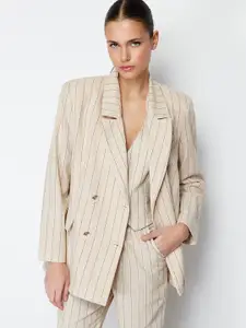 Trendyol Striped Notched Lapel Collar Long Sleeves Single Breasted Blazer
