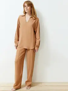 Trendyol Shirt Collar Long Sleeves Top With Trousers