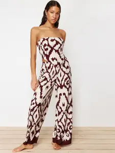 Trendyol Printed Strapless Top With Trousers