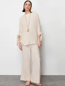 Trendyol Round Neck Top With Trousers Co-Ords