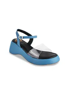 THE WHITE POLE Colourblocked Open Toe Platform Heels