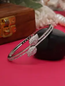 Mali Fionna Women Brass  American Diamond Studded Silver-Plated Cuff Bracelet