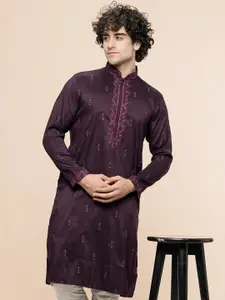 MAAHI FABS Men Ethnic Motifs Embroidered Mandarin Collar Straight Kurta