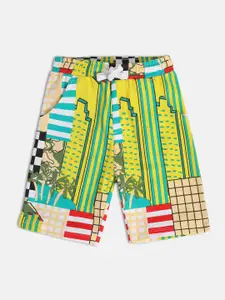 MINI KLUB Boys Printed Mid Rise Cotton Shorts