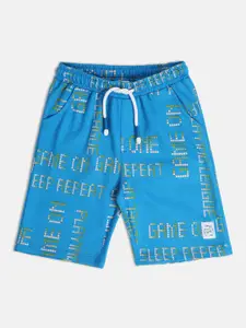 MINI KLUB Boys Typography Printed Pure Cotton Shorts