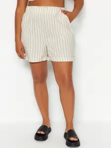 Trendyol Women Plus Size Striped Regular Shorts