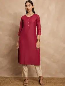 all about you Round Neck Straight Kurta