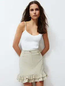 Trendyol Flared Cotton A-Line Mini Skirts