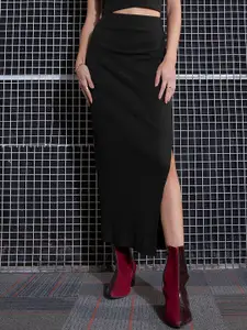 SASSAFRAS Black Pencil Midi Skirt