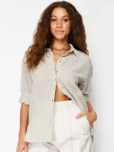 Trendyol Striped Printed Spread Collar Casual Shirt