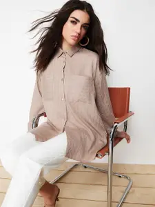 Trendyol Striped Spread Collar Longline Casual Shirt