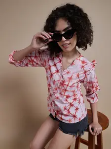 The Roadster Lifestyle Co. Red Abstract Printed Straight Casual Shirt