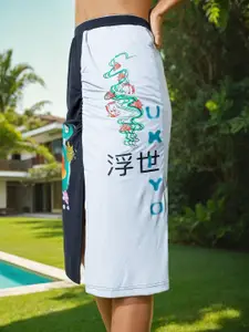 Stylecast X Hersheinbox Printed Front Slit Pencil Midi Skirt