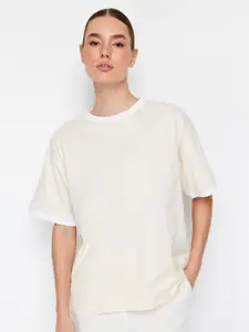 Trendyol Round Neck Drop-Shoulder Sleeves Cotton T-shirt