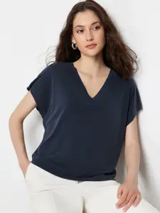 Trendyol V-Neck Short Sleeves Cotton T-shirt