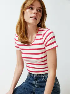 Trendyol Striped Round Neck Short Sleeves T-shirt