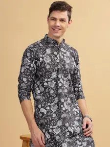 Anouk Black Ethnic Motifs Printed Mandarin Collar Straight Kurta