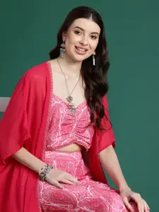 Sangria Printed Co-Ords with Longline Shrug