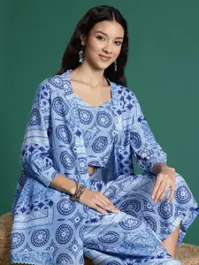 Sangria Printed Casual Co-Ords with Shrug