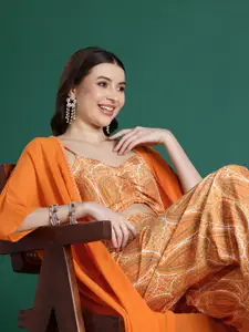 Sangria Printed Co-Ords with Longline Shrug