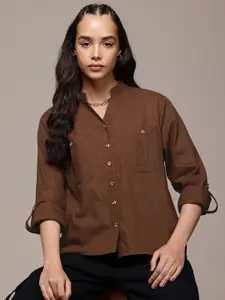 The Roadster Lifestyle Co. Mandarin Collar Casual Shirt