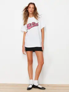 Trendyol Typography Printed Round-Neck T-shirt