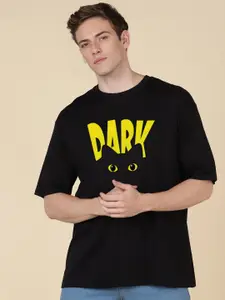 Elibolz Typography Printed Cotton Oversized Extended Sleeves T-shirt