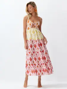 Trendyol Shoulder Straps Sleeveless Floral Print Empire Midi Dress