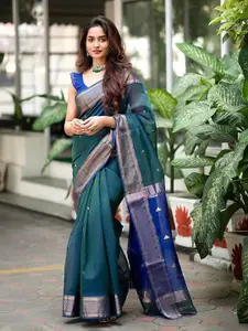 Anjaneya Sarees Geometric Woven Design Zari Banarasi Saree