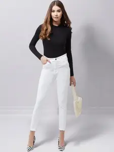 Chemistry Women Skinny Fit High Rise Cropped Raw Edge Detailing Stretchable Denim Jeans