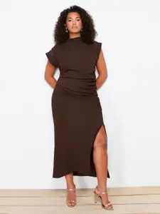 Trendyol Extended Sleeves Ruched Sheath Maxi Dress