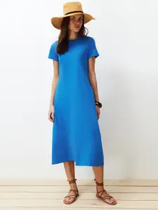 Trendyol Round Neck Short Sleeveless A-Line Midi Dress