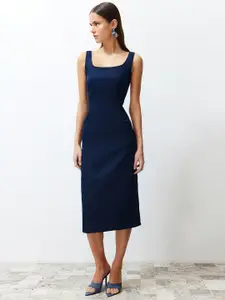 Trendyol Square Neck Sheath Midi Dress